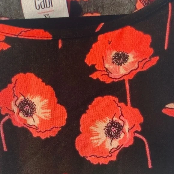 CAbi Black Tee with Red Poppy Print - Picture 2 of 5